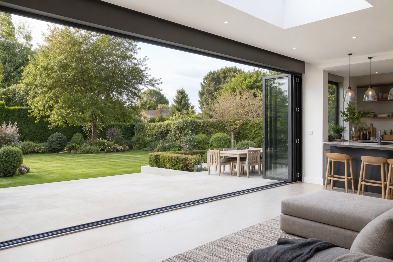 Bi-fold doors opening a St Albans extension to the garden