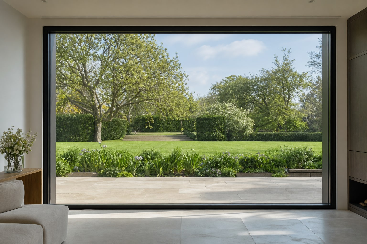 Roof lantern over a bright living extension in Hertfordshire