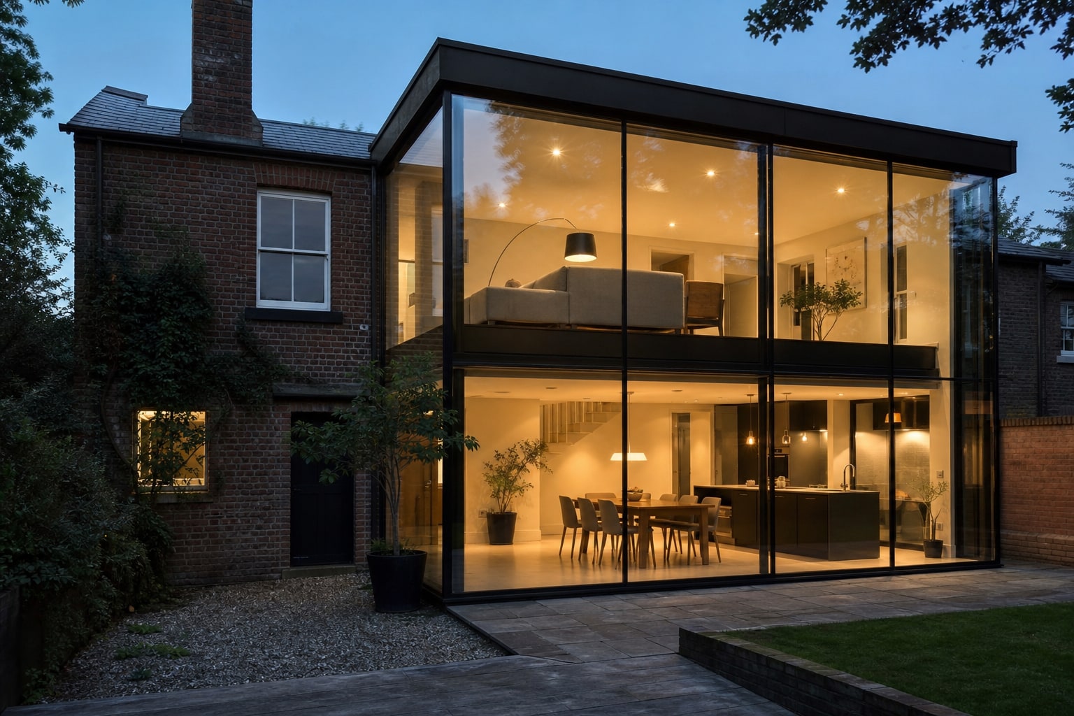 Structural glass extension on a Hertfordshire period property