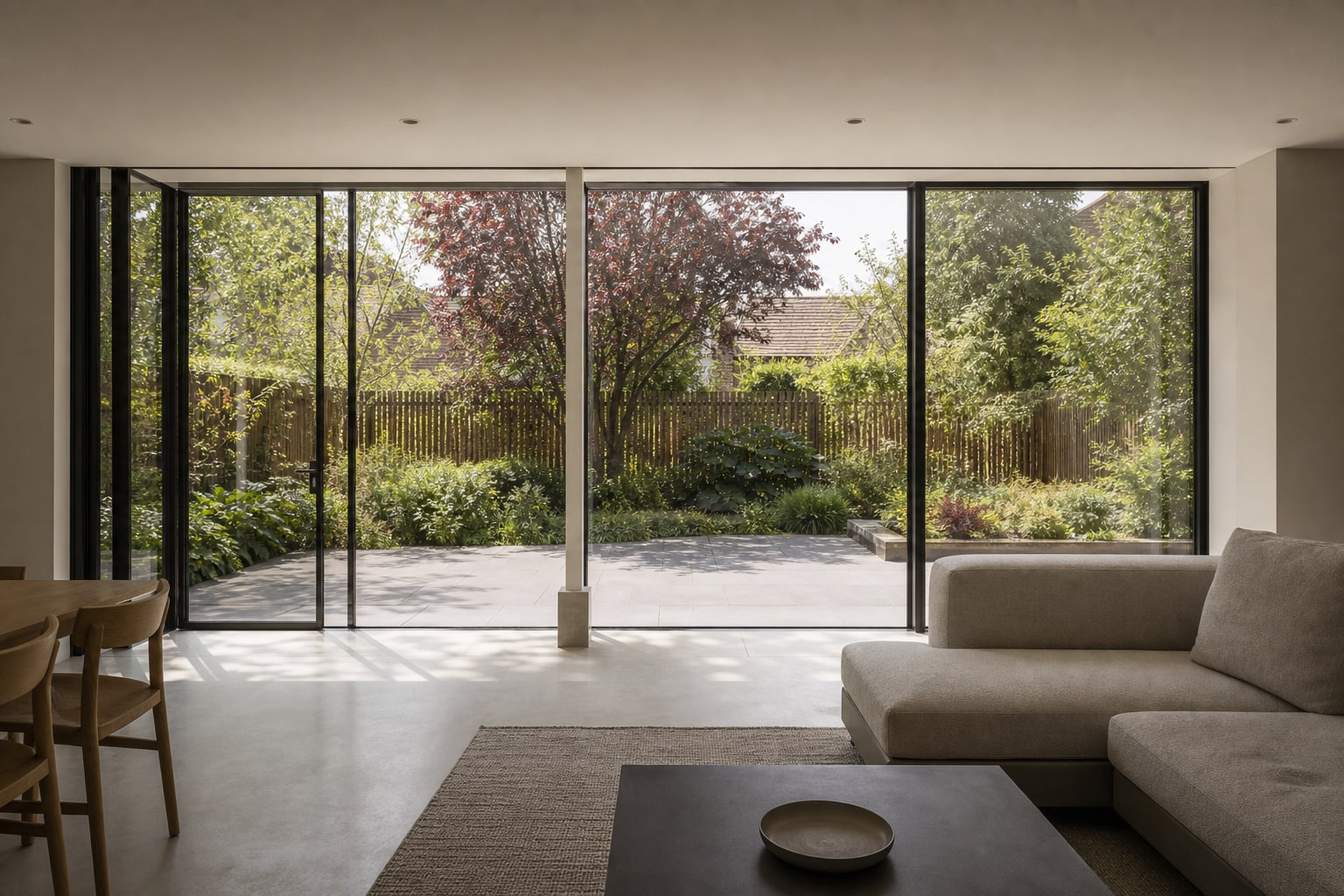 Interior looking out through the architectural glazing