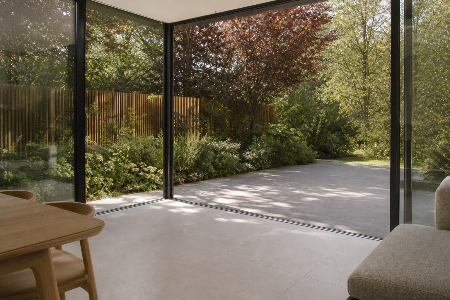 Flush threshold from interior to patio