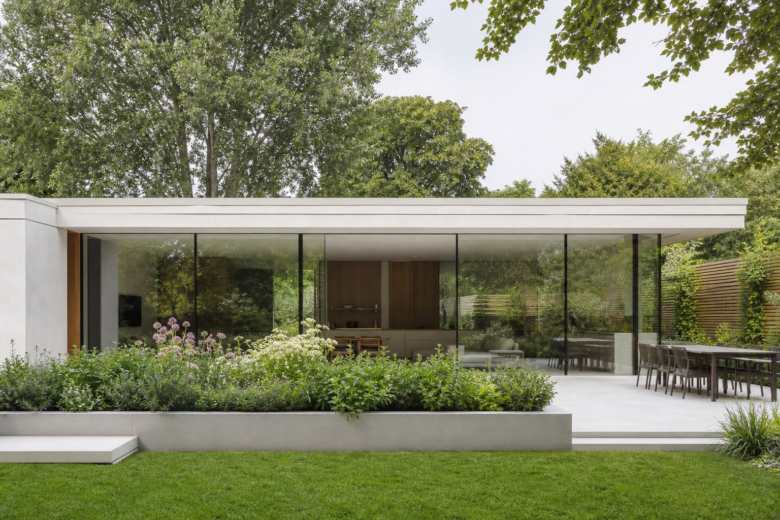 Exterior elevation of the structural glass wall