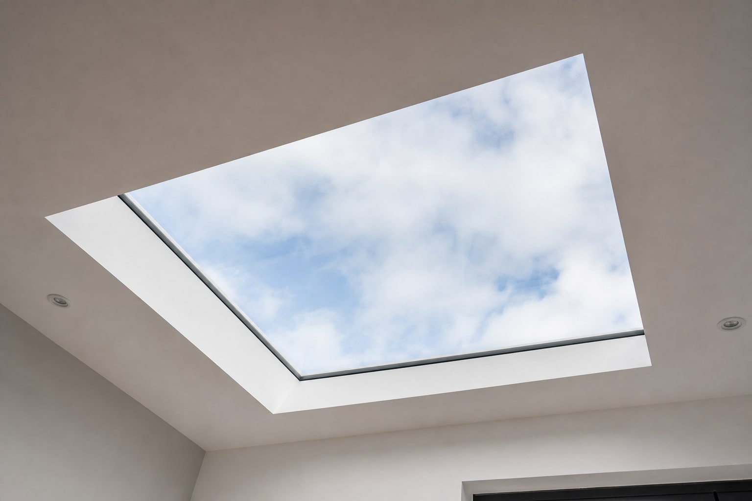 Flat glass skylight in a Rickmansworth interior ceiling