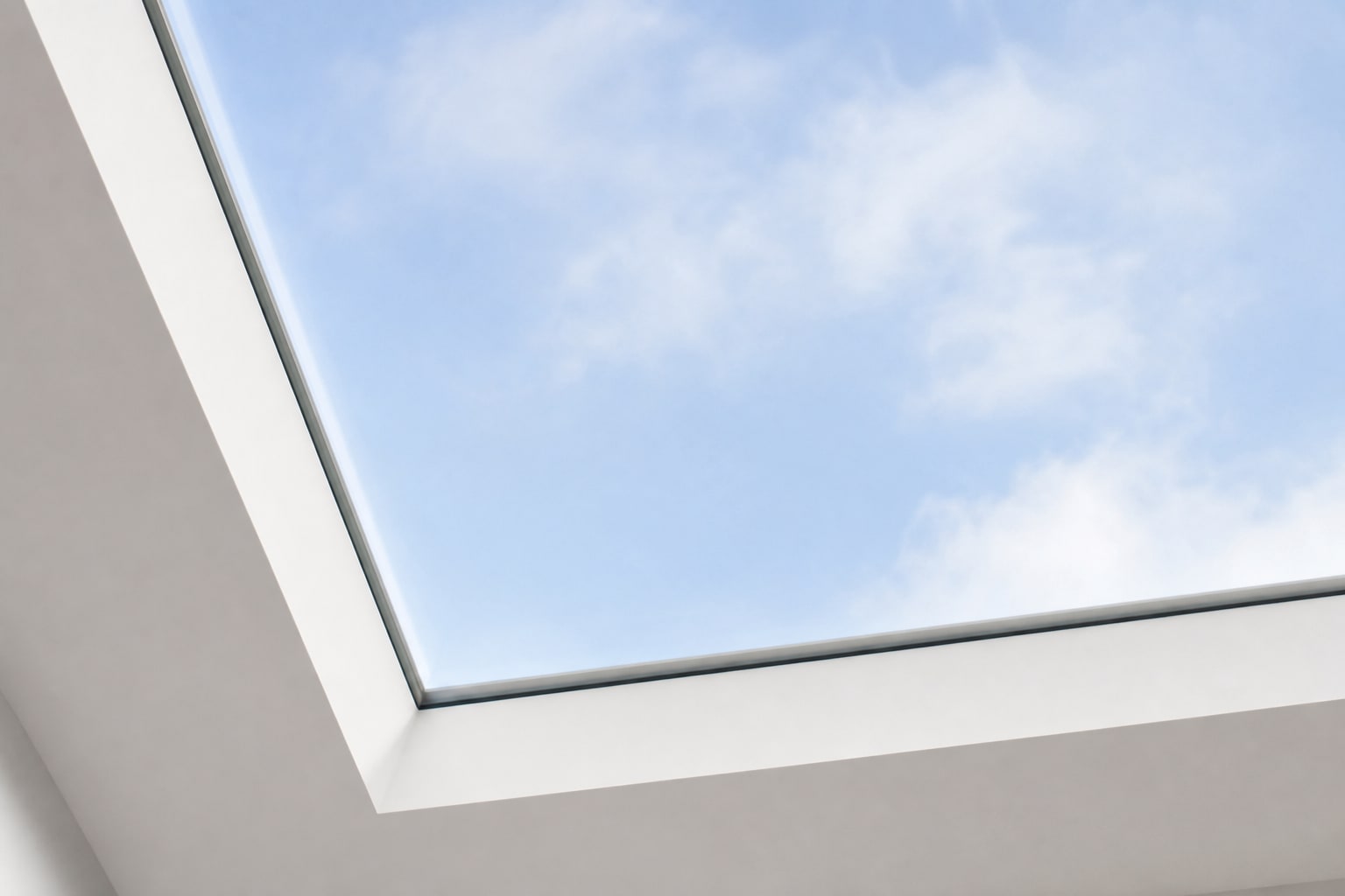 Close-up looking up through the skylight glazing