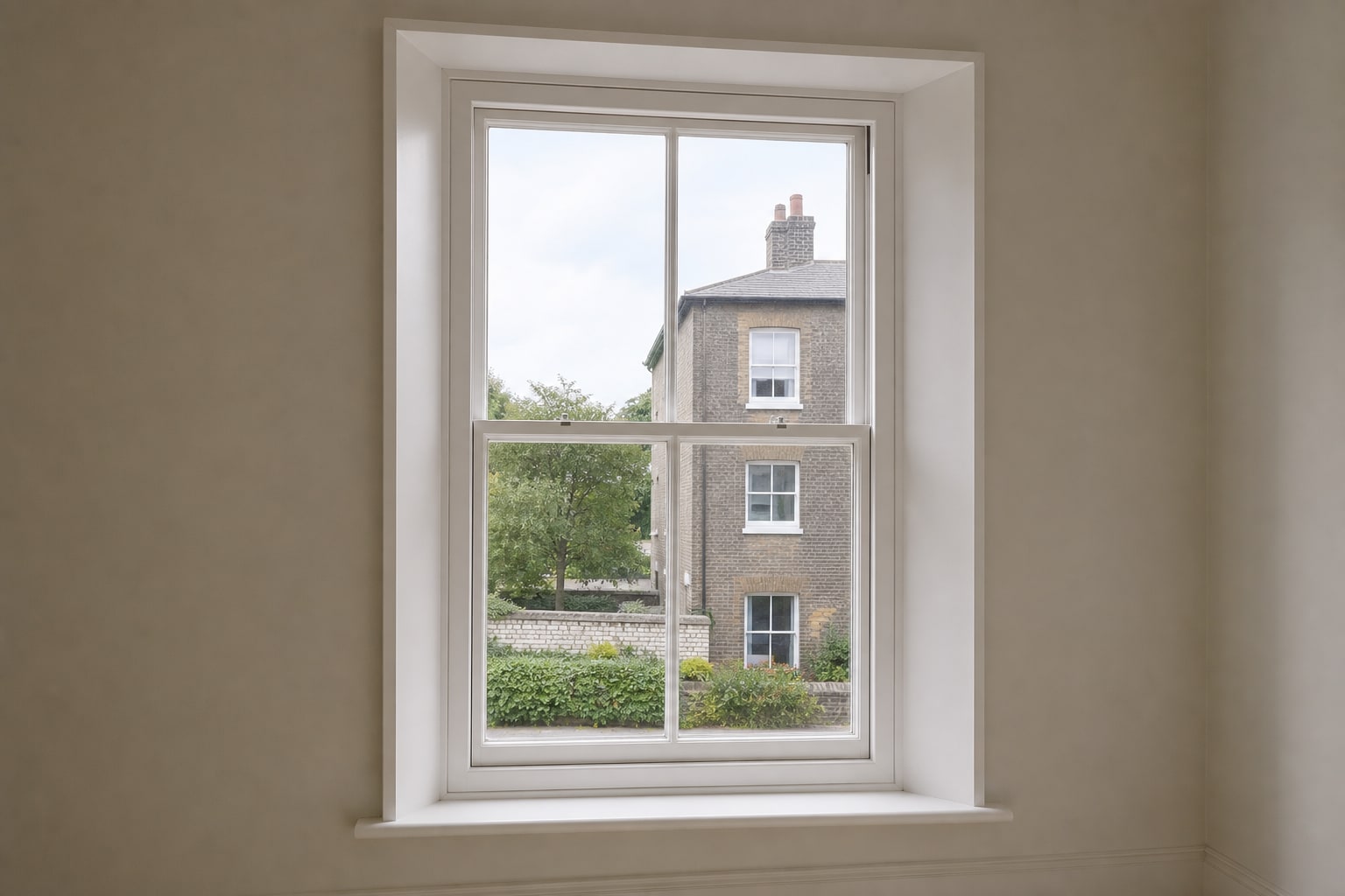 Interior view through the replacement sash window