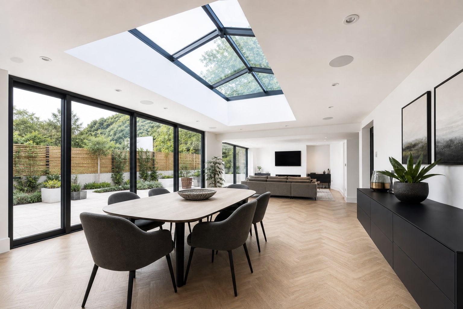 Wide interior under the Watford roof lantern