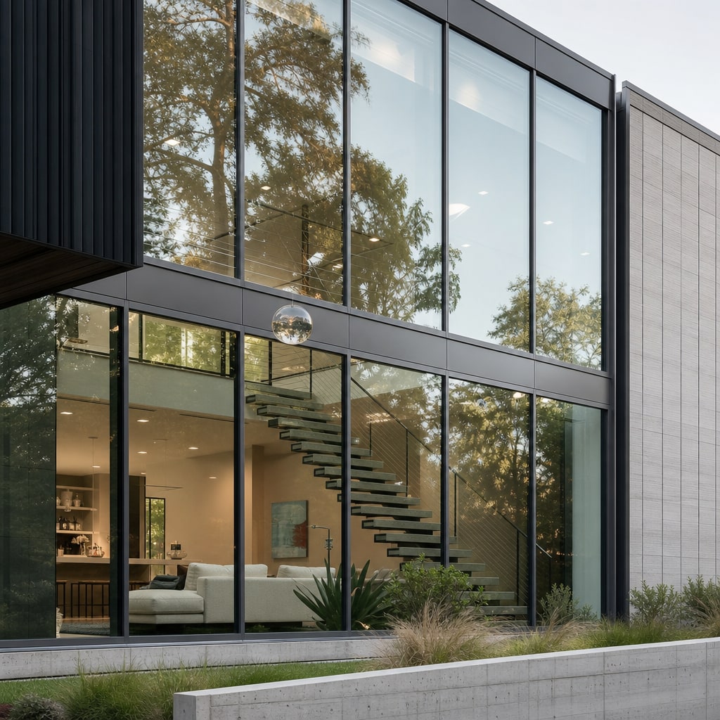 Structural glass link in a Hertfordshire home